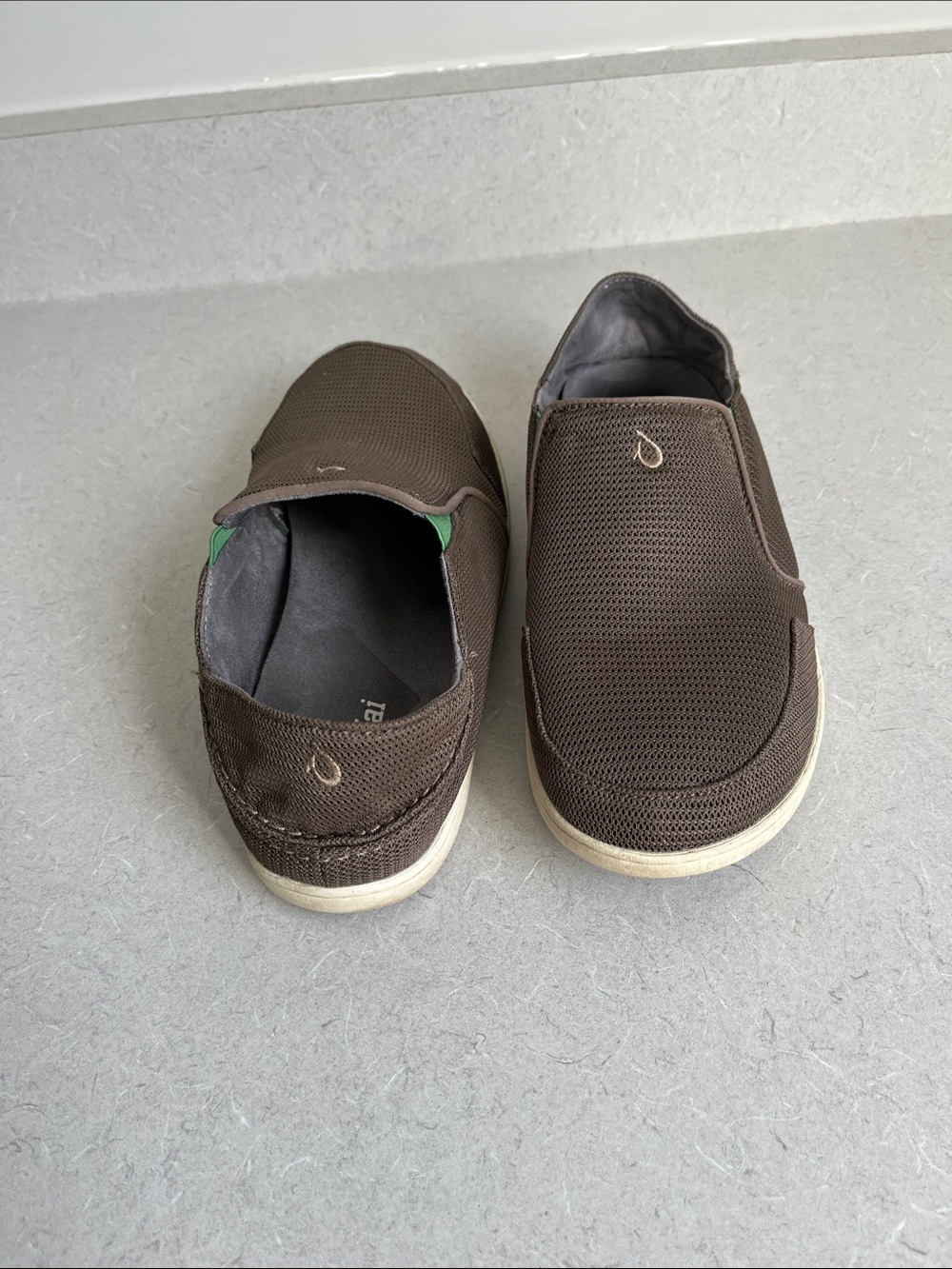 OluKai Men's Brown Mesh Slip-On Loafers